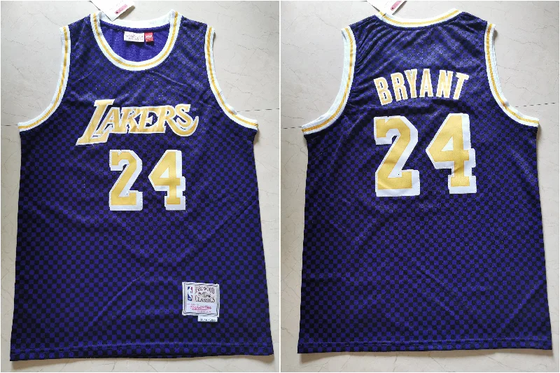 Custom Men’s Basketball Jersey-Lakers 24 Kobe Bryant Purple Hardwood Classics Basketball Jersey