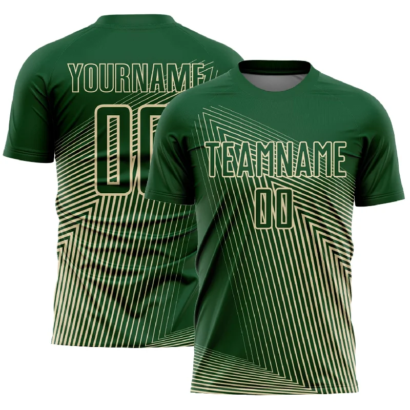 Personalized Football Jersey-Custom Green Cream Lines Sublimation Soccer Uniform Jersey