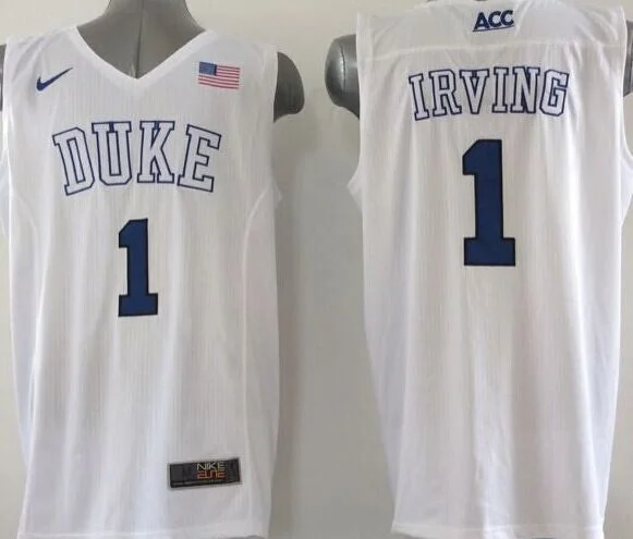 Basketball Jersey For VIP Supporters-Duke Blue Devils 1 Kyrie Irving White Basketball Jersey