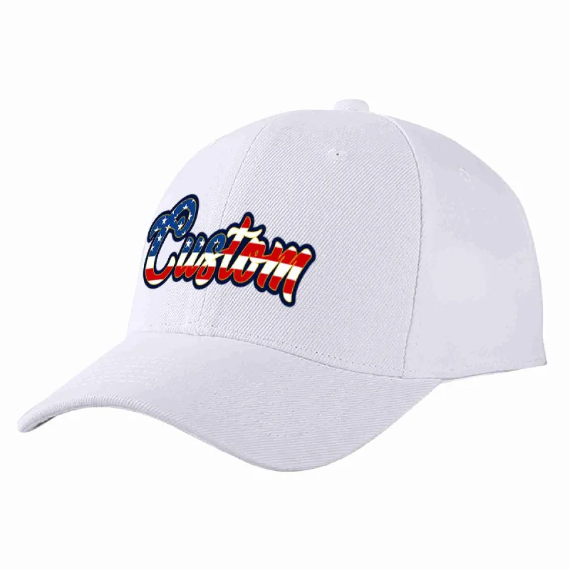 Baseball Cap For Engineers-Custom White Vintage USA Flag-Gold Curved Eaves Sport Baseball Cap Design for Men/Women/Youth