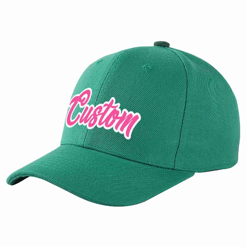 Music Band Baseball Cap-Custom Light Green Pink-White Curved Eaves Sport Baseball Cap Design for Men/Women/Youth