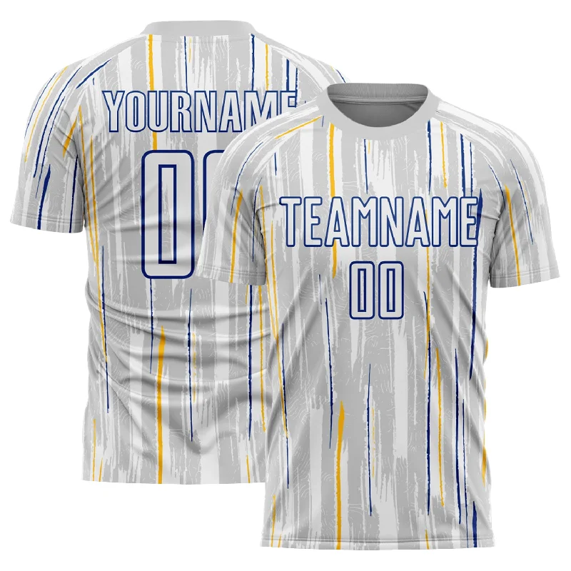 Football Jersey For Street Football-Custom Gray White-Royal Pinstripe Sublimation Soccer Uniform Jersey