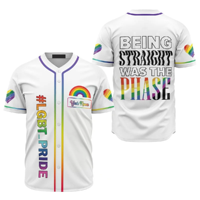 Youth League Football Jersey-Youth League Basketball Jersey-90s Style Baseball Jersey-Custom Name LGBT White Phase Pride, Personalized LGBT Baseball Jersey