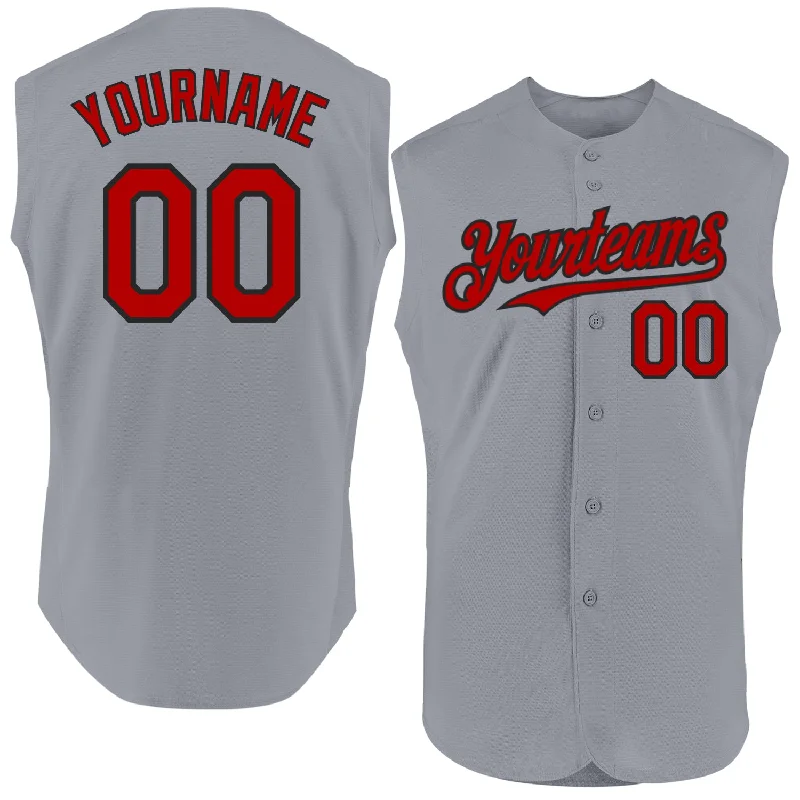 College Football Jersey-College Basketball Jersey-Practice Baseball Jersey-Custom Gray Red-Black Authentic Sleeveless Baseball Jersey