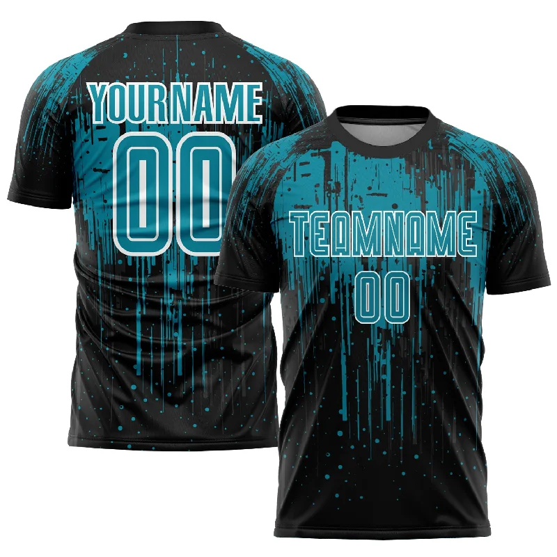 Football Jersey For Gameday Look-Custom Teal Black-White Sublimation Soccer Uniform Jersey