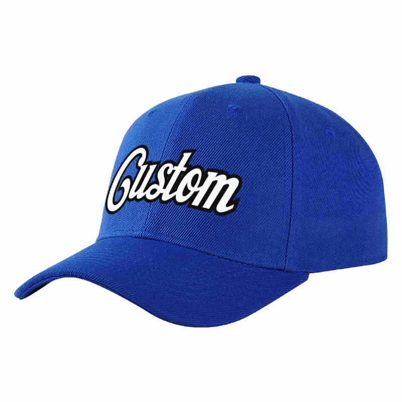 Casual Baseball Cap-Custom Royal White-Black Curved Eaves Sport Baseball Cap Design for Men/Women/Youth