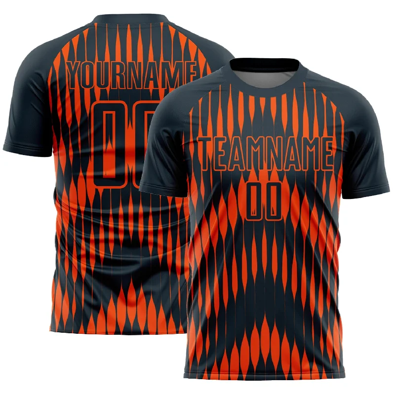 Football Jersey For Classic Football Style-Custom Navy Orange Abstract Triangle Sublimation Soccer Uniform Jersey