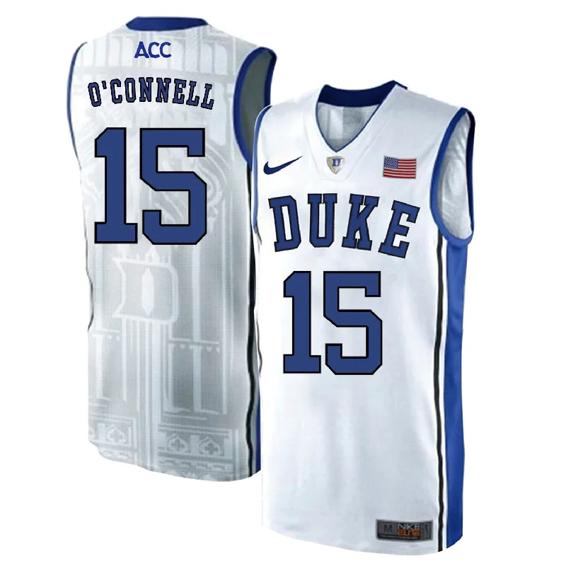 Basketball Jersey For Ultimate Comfort-Duke Blue Devils 15 Alex O'Connell White Elite College Basketball Basketball Jersey