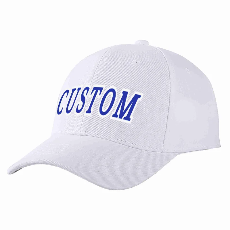 Security Baseball Cap-Custom White Royal-White Curved Eaves Sport Baseball Cap Design for Men/Women/Youth