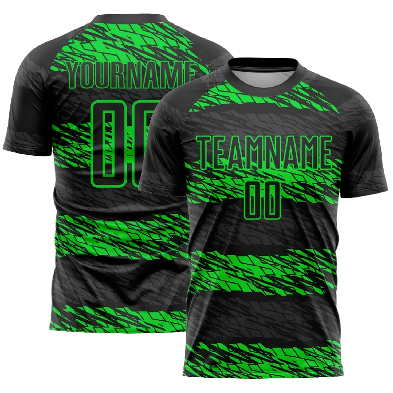 Best Football Jersey-Custom Black Neon Green Sublimation Soccer Uniform Jersey