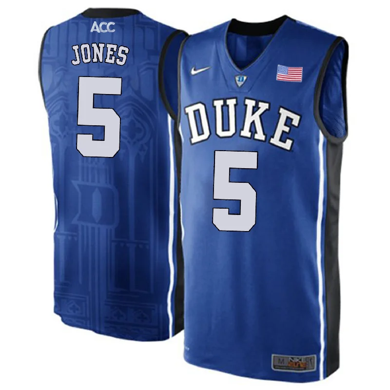 Basketball Jersey For Playoffs-Duke Blue Devils 5 Tyus Jones Blue College Basketball Elite Basketball Jersey