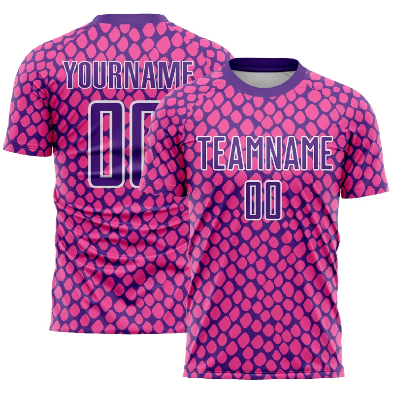 Football Jersey For Winter Football-Custom Pink Purple-White Snake Skin Sublimation Soccer Uniform Jersey