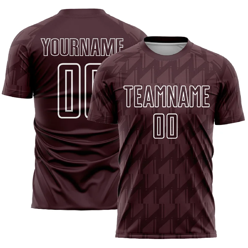 Custom Football Jersey-Custom Brown White Sublimation Soccer Uniform Jersey