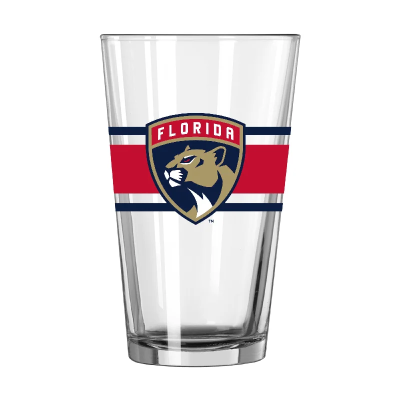 Team Mug With Championship Logo-Florida Panthers 16oz Stripe Pint Glass