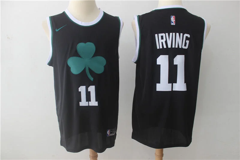 Basketball Jersey For New Players-Celtics 11 Kyrie Irving Black Clover Logo Swingman Basketball Jersey