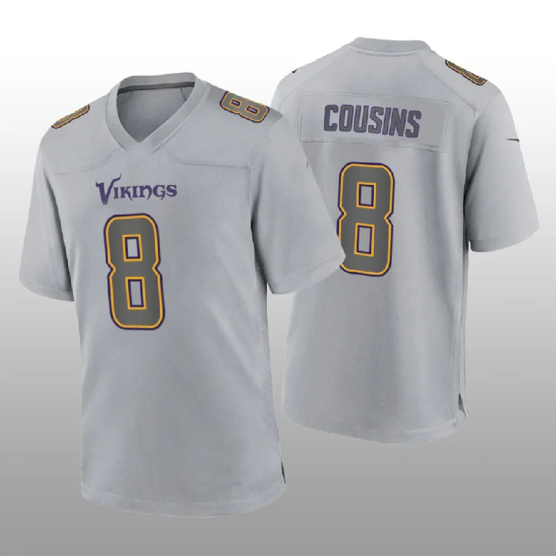 Rugby Jersey With Flexible Stretch-MN.Vikings #8 Kirk Cousins Gray Atmosphere Game Jersey Stitched American Football Jerseys