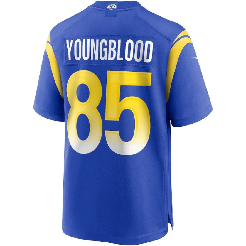 Rugby Jersey With Minimalist Design-LA.Rams #85 Jack Youngblood Royal Game Retired Player Jersey Stitched American Football Jerseys