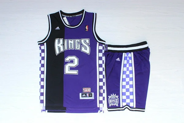 Basketball Jersey For Preseason Training-Kings 2 Mitch Richmond Black & Purple Hardwood Classics Basketball Jersey(With Shorts)