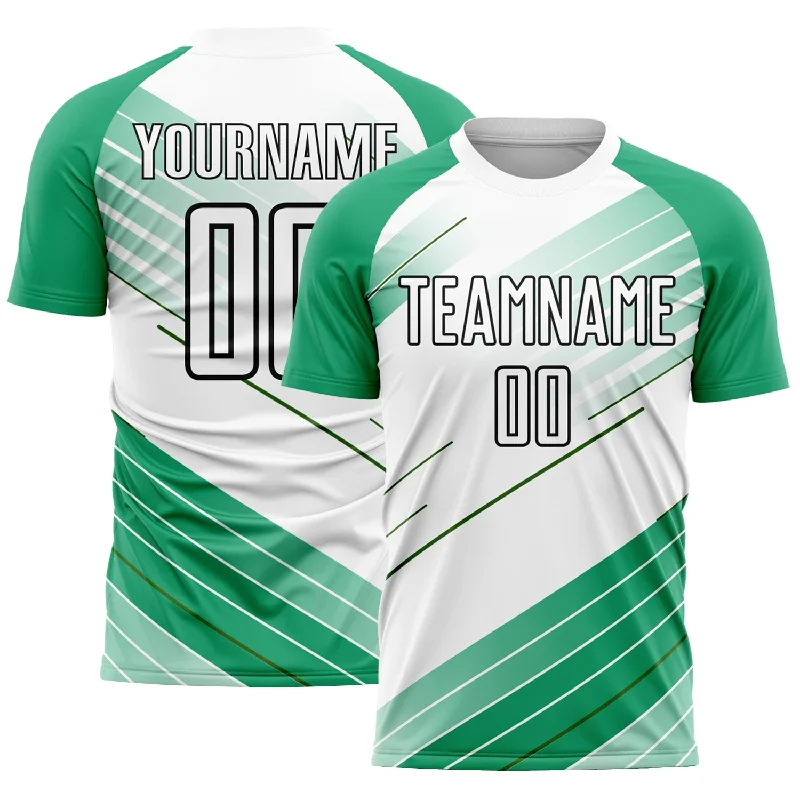 Custom Football Jersey Online-Custom Kelly Green White-Black Sublimation Soccer Uniform Jersey