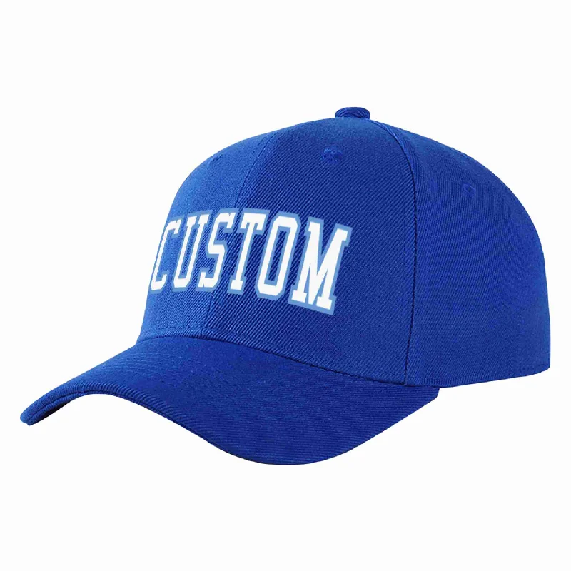 Small Head Baseball Cap-Custom Royal White-Light Blue Curved Eaves Sport Baseball Cap Design for Men/Women/Youth