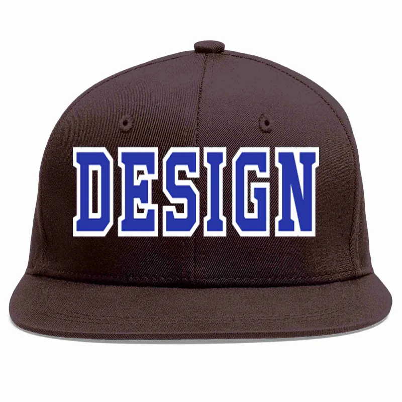 Luxury Baseball Cap-Custom Brown Royal-White Flat Eaves Sport Baseball Cap Design for Men/Women/Youth