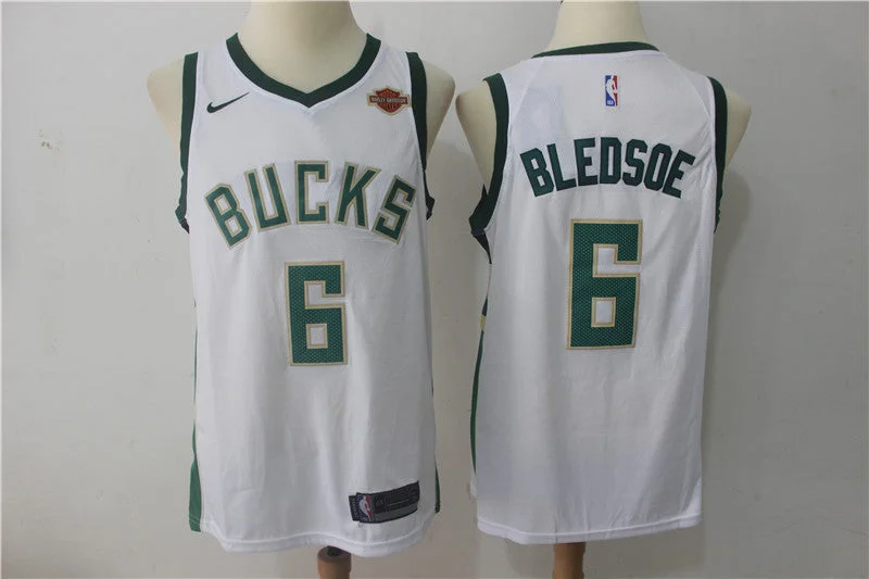 Basketball Jersey With Embroidered Name-Bucks 6 Eric Bledsoe White Swingman Basketball Jersey