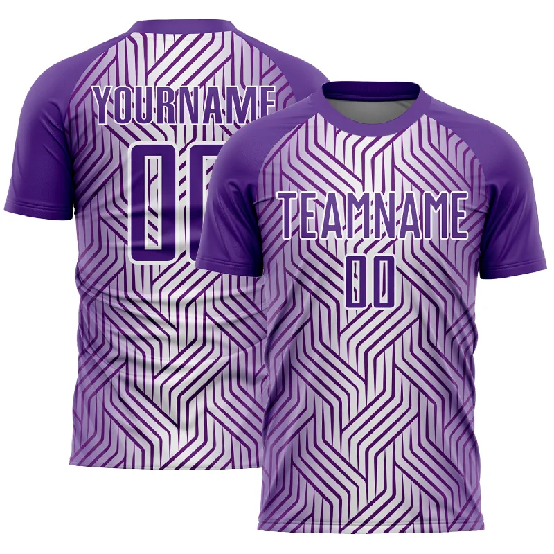 Football Jersey For Comfortable Wear-Custom Purple White Lines Sublimation Soccer Uniform Jersey