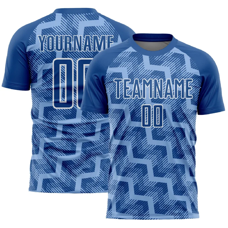 Football Jersey For Competitive Play-Custom Royal Light Blue-White Lines Sublimation Soccer Uniform Jersey