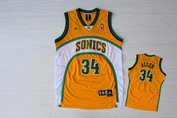 Basketball Jersey Shop-Supersonics 34 Allen Yellow New Revolution 30 Basketball Jerseys