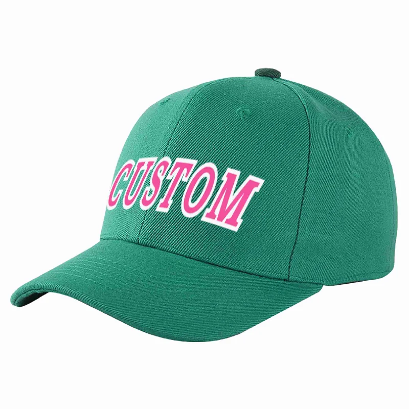 Baseball Cap For Coaches-Custom Light Green Pink-White Curved Eaves Sport Baseball Cap Design for Men/Women/Youth