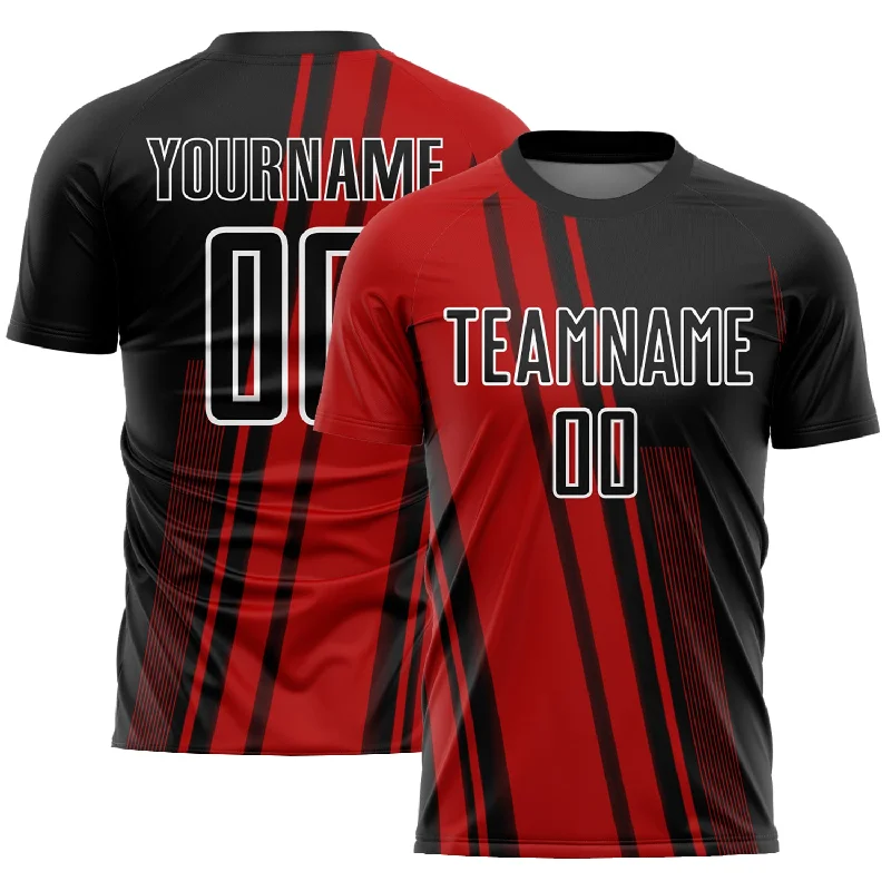 NFL Football Jersey-Custom Red Black-White Lines Sublimation Soccer Uniform Jersey