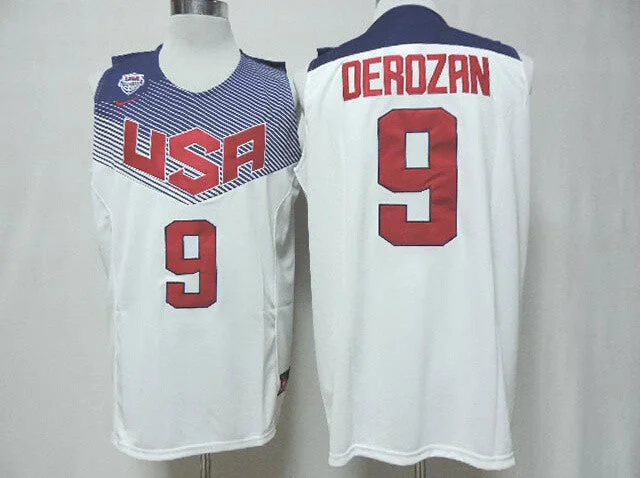 Basketball Jersey With Minimalist Design-USA 9 Derozan White 2014 Dream Team Basketball Jerseys