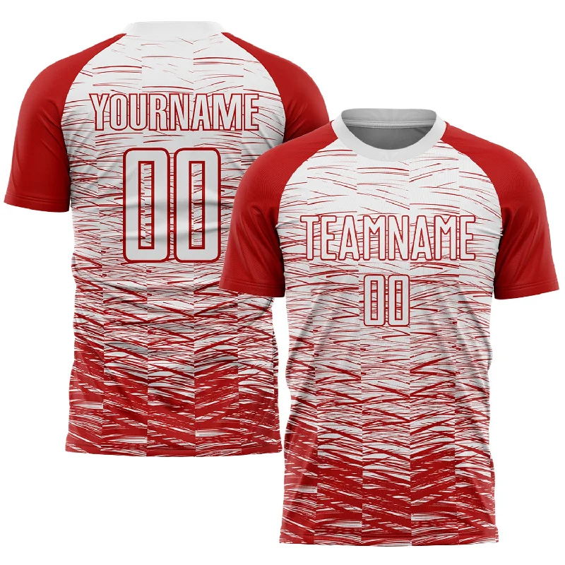 Football Jersey With Embroidered Name-Custom Red White Sublimation Soccer Uniform Jersey