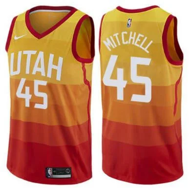 Basketball Jersey For Basketball Tournaments-Jazz 45 Donovan Mitchell Multi Color City Edition Swingman Basketball Jersey