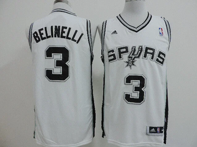 Basketball Jersey With Breathable Fabric-Spurs 3 Belinelli White New Revolution 30 Basketball Jerseys