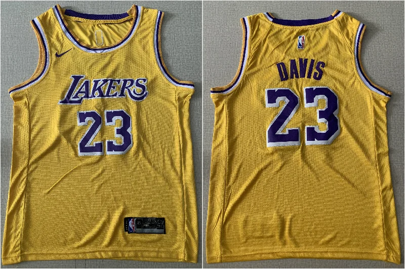 Basketball Jersey For Signature Collections-Lakers 23 Anthony Davis Yellow Swingman Basketball Jersey