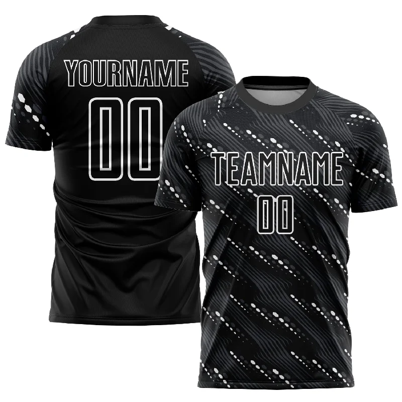 Football Jersey For Fast Movement-Custom Black White Sublimation Soccer Uniform Jersey