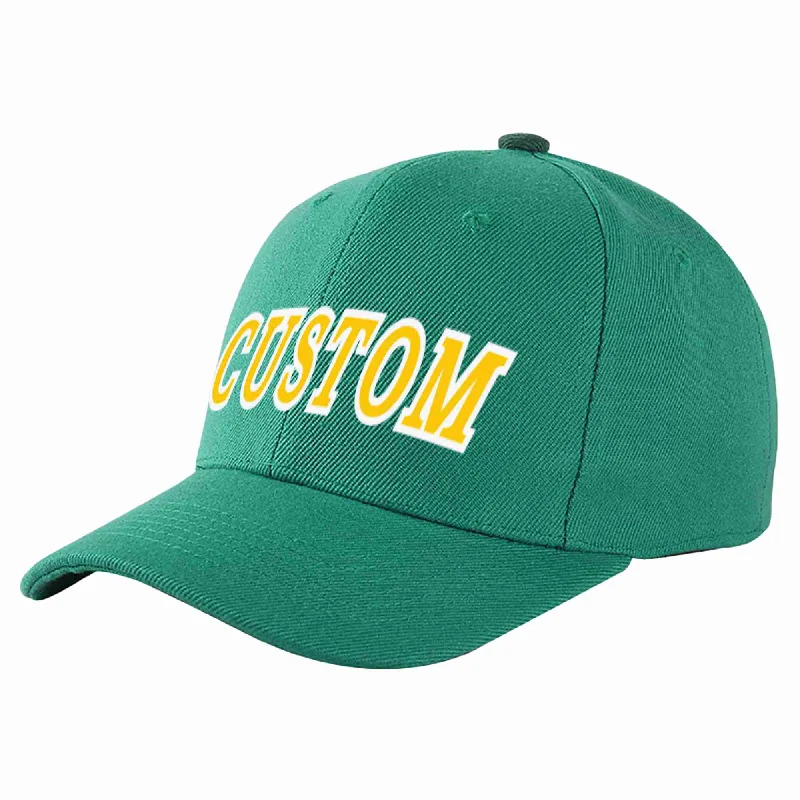 Baseball Cap For Farmers-Custom Light Green Gold-White Curved Eaves Sport Baseball Cap Design for Men/Women/Youth