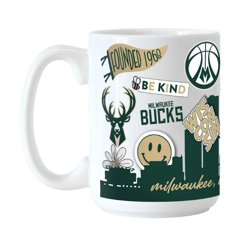 Team Mug With Smart Lid-Milwaukee Bucks 15oz Native Sublimated Mug