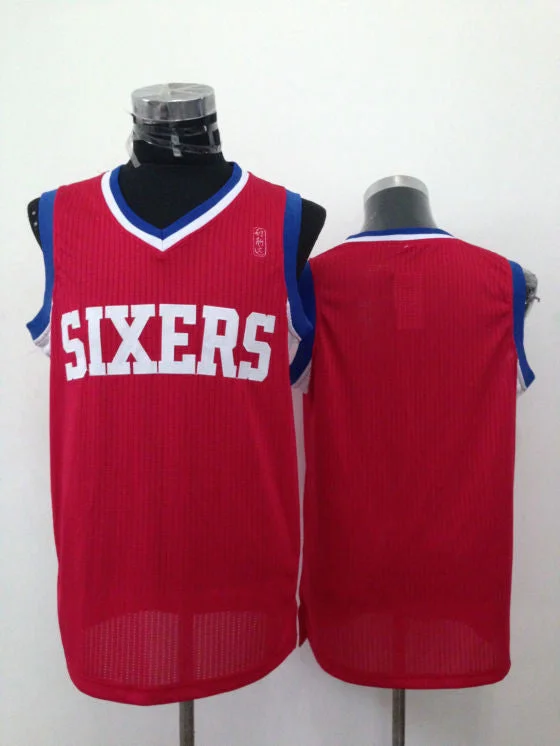 Basketball Jersey With Bold Design-76ers Blank Red New Revolution 30 Basketball Jerseys