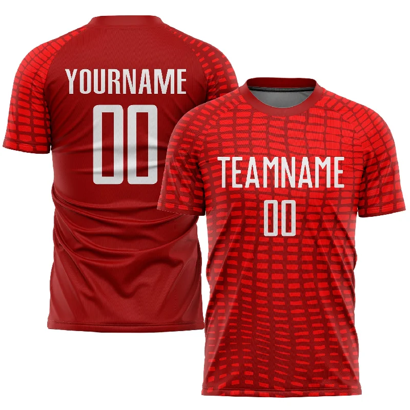 Football Jersey For School Events-Custom Red White Sublimation Soccer Uniform Jersey