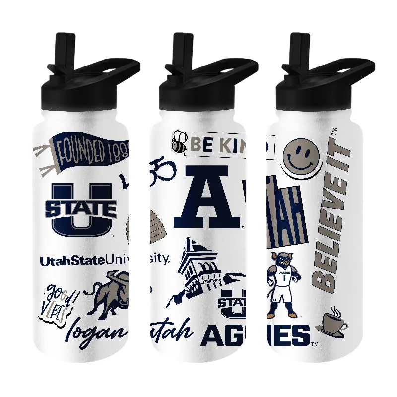 Team Mug With Rose Gold Finish-Utah State 34oz Native Quencher Bottle