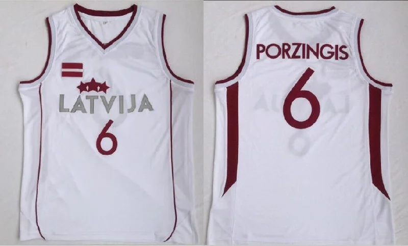 Basketball Jersey For Signature Teams-Team Latvija 6 Kristaps Porzingis White National Basketball Basketball Jersey