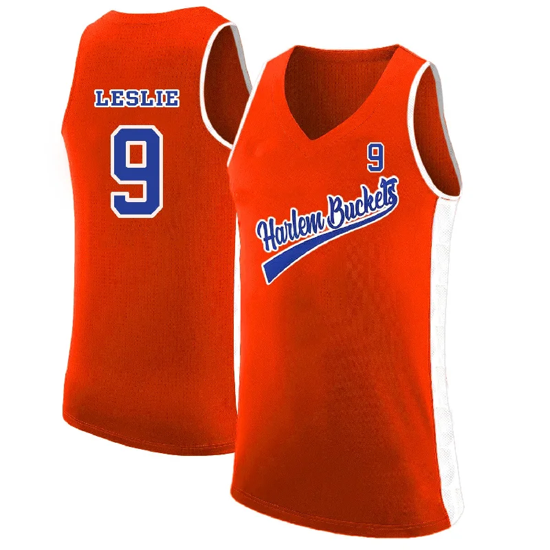 Basketball Jersey With Zipper Pockets-Harlem Buckets 9 Lisa Leslie Orange Uncle Drew Basketball Basketball Jersey