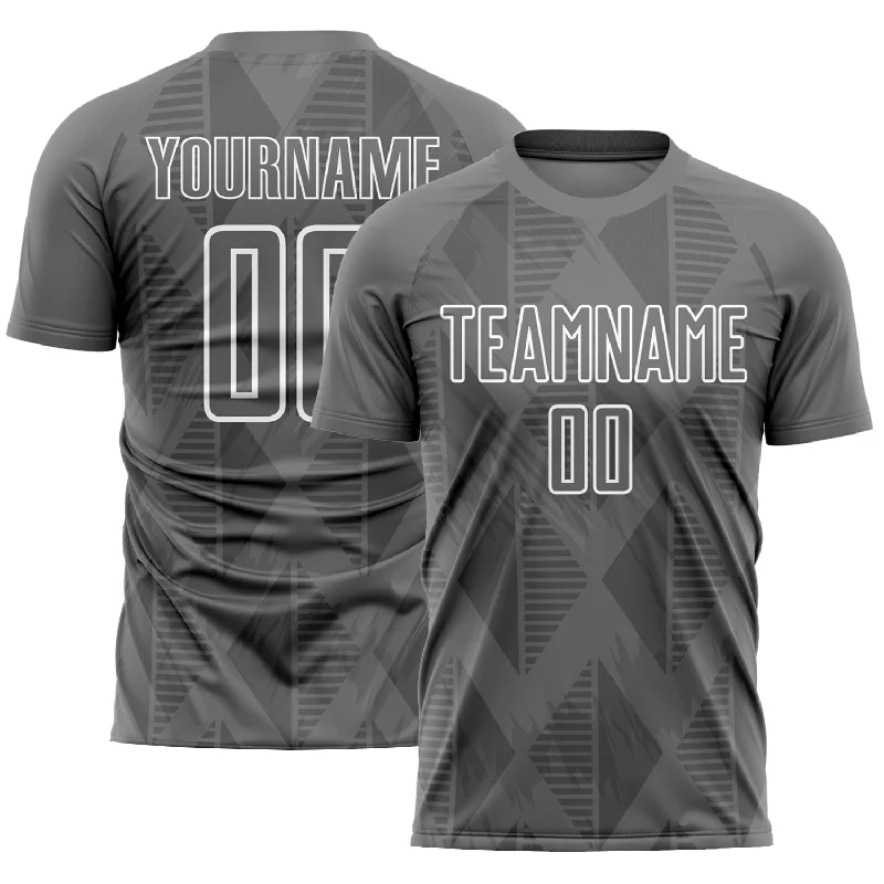 Football Jersey For VIP Supporters-Custom Gray White Geometric Shapes Sublimation Soccer Uniform Jersey