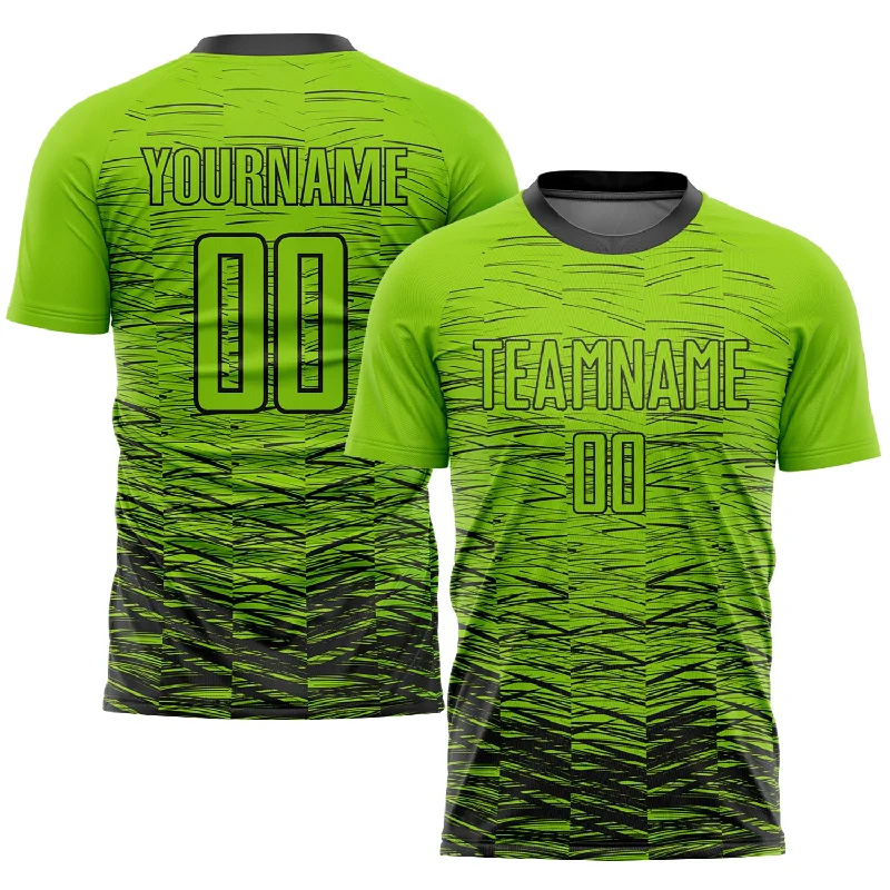 Football Jersey For Summer Tournaments-Custom Neon Green Black Sublimation Soccer Uniform Jersey