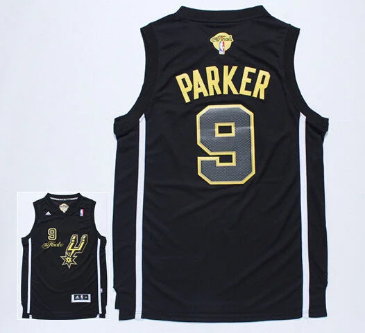 Basketball Jersey For Small Guys-Spurs 9 Parker Black 2014 Finals Basketball Jerseys