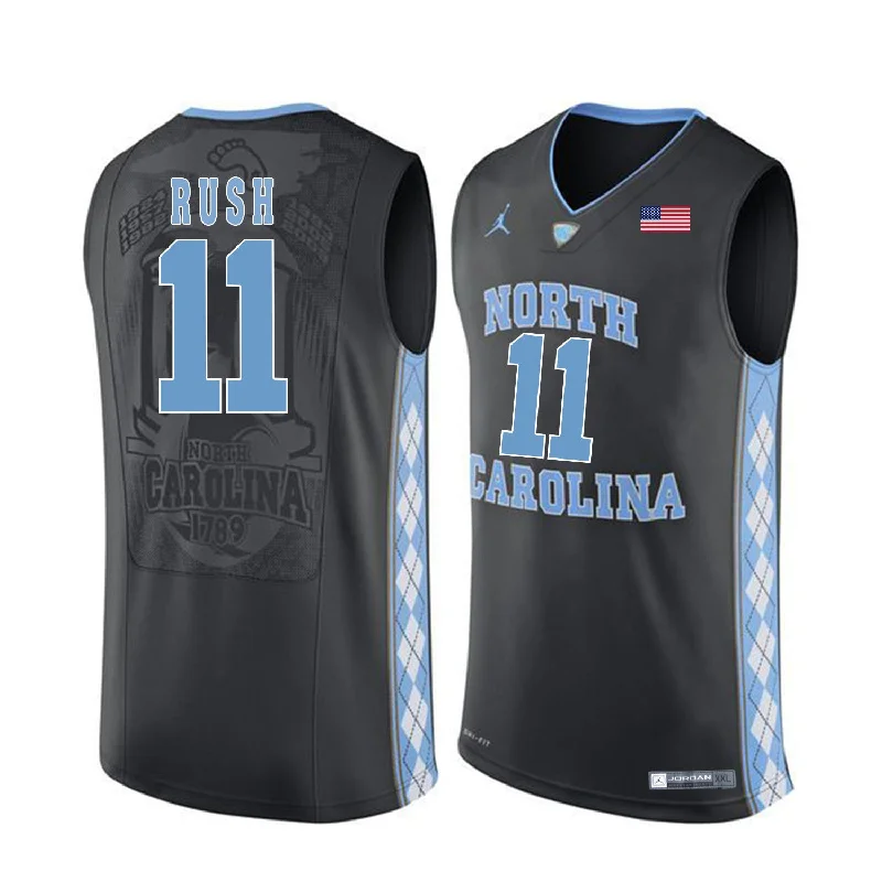 Basketball Jersey With Seamless Fit-North Carolina Tar Heels 11 Shea Rush Black College Basketball Basketball Jersey