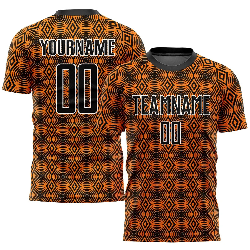 Football Jersey With Team Branding-Custom Orange Black-White Geometric Shapes Sublimation Soccer Uniform Jersey