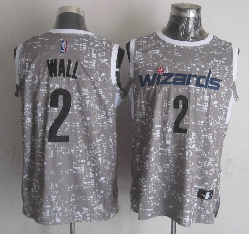 Basketball Jersey With Compression Fit-Wizards 2 John Wall Gray City Luminous Basketball Jersey